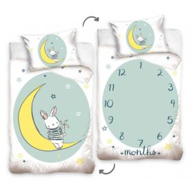   Nyuszi holdacskával és órával ágyneműhuzat, kétoldalas (100x135 + 40x60 cm)
