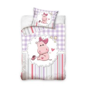   Hippopotamus/Víziló ágyneműhuzat, Pink (100x135 + 40x60 cm)