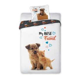   Best Friends ágyneműhuzat, Kutya és cica, 140x200 + 70x90 cm (019)