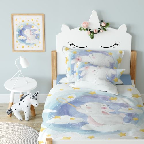 Nyuszis csillagos ágyneműhuzat (100x135+40x60 cm)