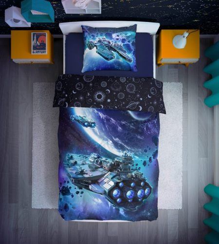 Space ágyneműhuzat, Kék bolygó (100% pamut) (001)
