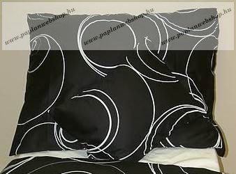 Fekete alapon körös pamut-szatén félpárnahuzat, 50x70 cm 