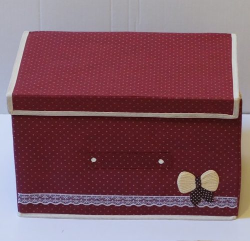 Textil tároló doboz, 38x25x25 cm, Piros