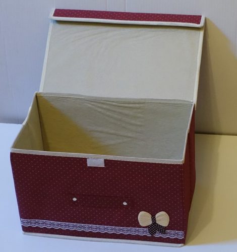 Textil tároló doboz, 38x25x25 cm, Piros