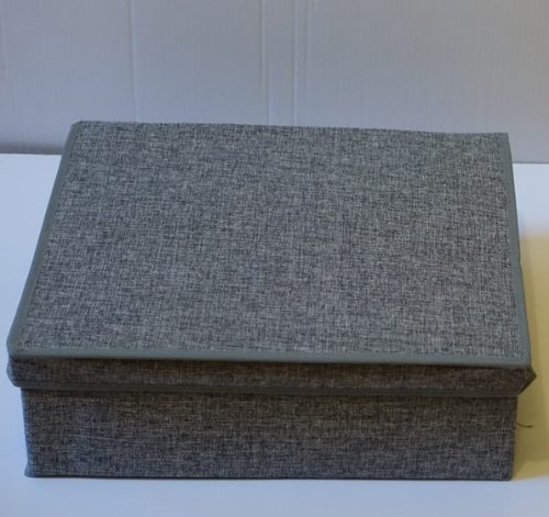 Textil tároló doboz, 40x35x15 cm, szürke