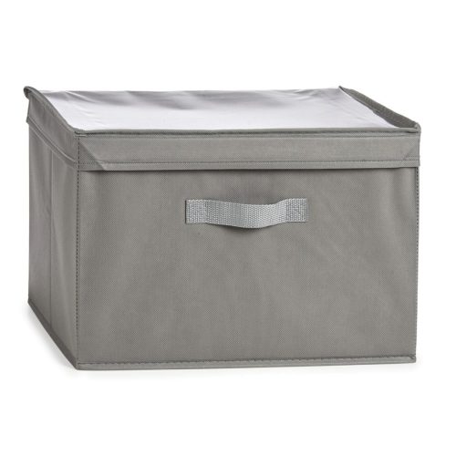 Textil tároló doboz, 40x35x15 cm, szürke