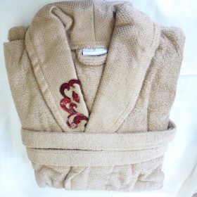   Frottír sálgalléros köntös, Barna-halvány Elegante Hímzett (Ü3)(100 % pamut), L
