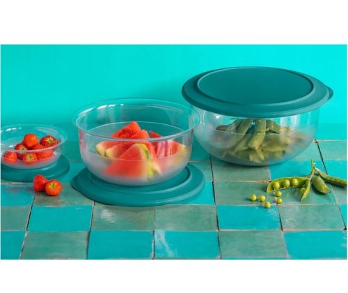 Öko+ Kristály tál 275 ml, átlátszó, zöld tetővel  - Tupperware