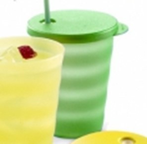 Új hullám pohár szívószálas tetővel, 2 db (330 ml),  zöld és sárga - Tupperware