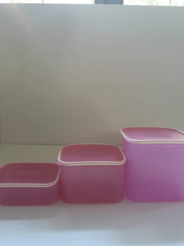 Mindennapi szögletes/Tároló Rózsaszín (0,5 + 1,3 + 2,1 liter)  - Tupperware