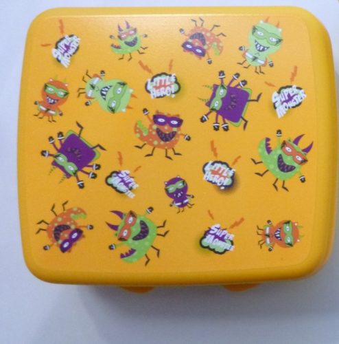 Uzsidoboz/uzsonnás doboz, Nagy, Narancs szörnyecskés - Tupperware